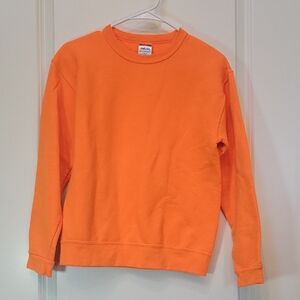 JERZEES NUBLEND YOUTH Bright Orange Crewneck Sweater Like New Large